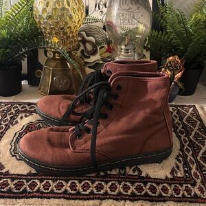 Burgundy canvas, Dr martens boots size 8 women’s